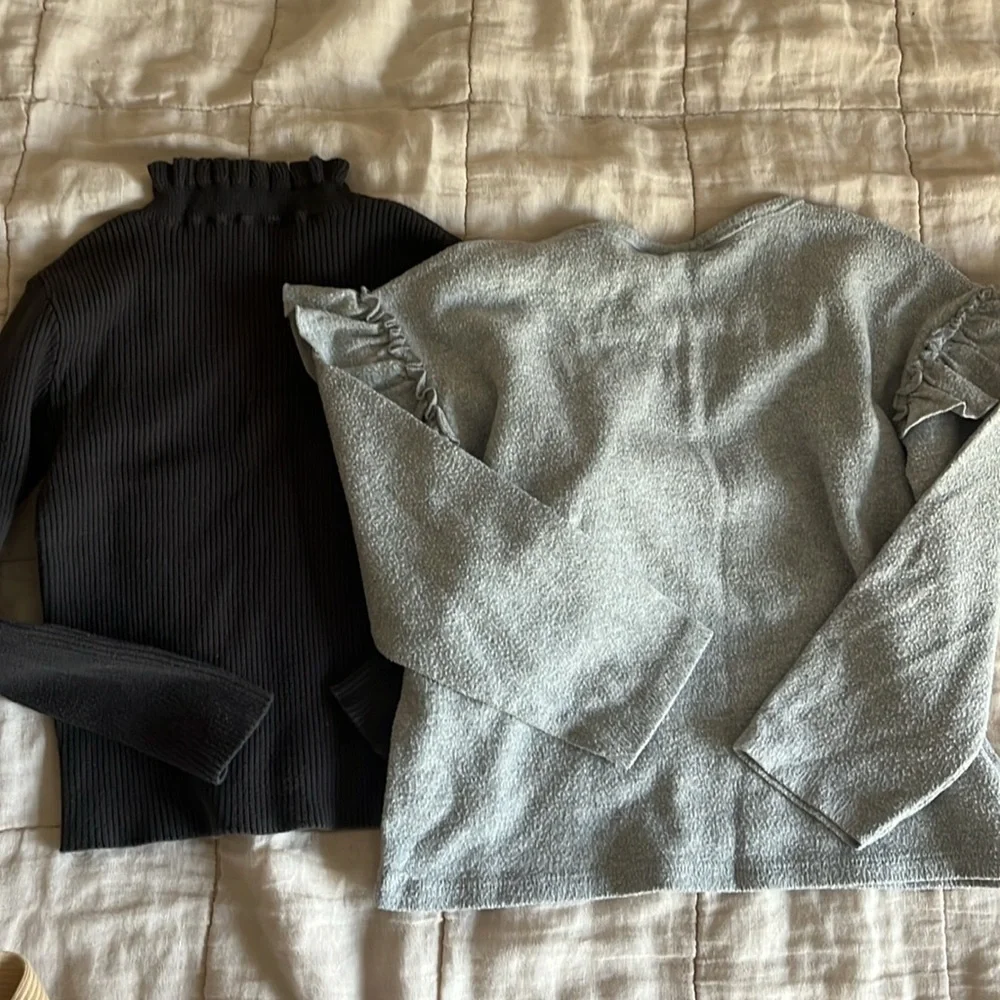 Zara + Catamini + H&M + Old Navy ribbed long sleeve shirts + leggings bundle